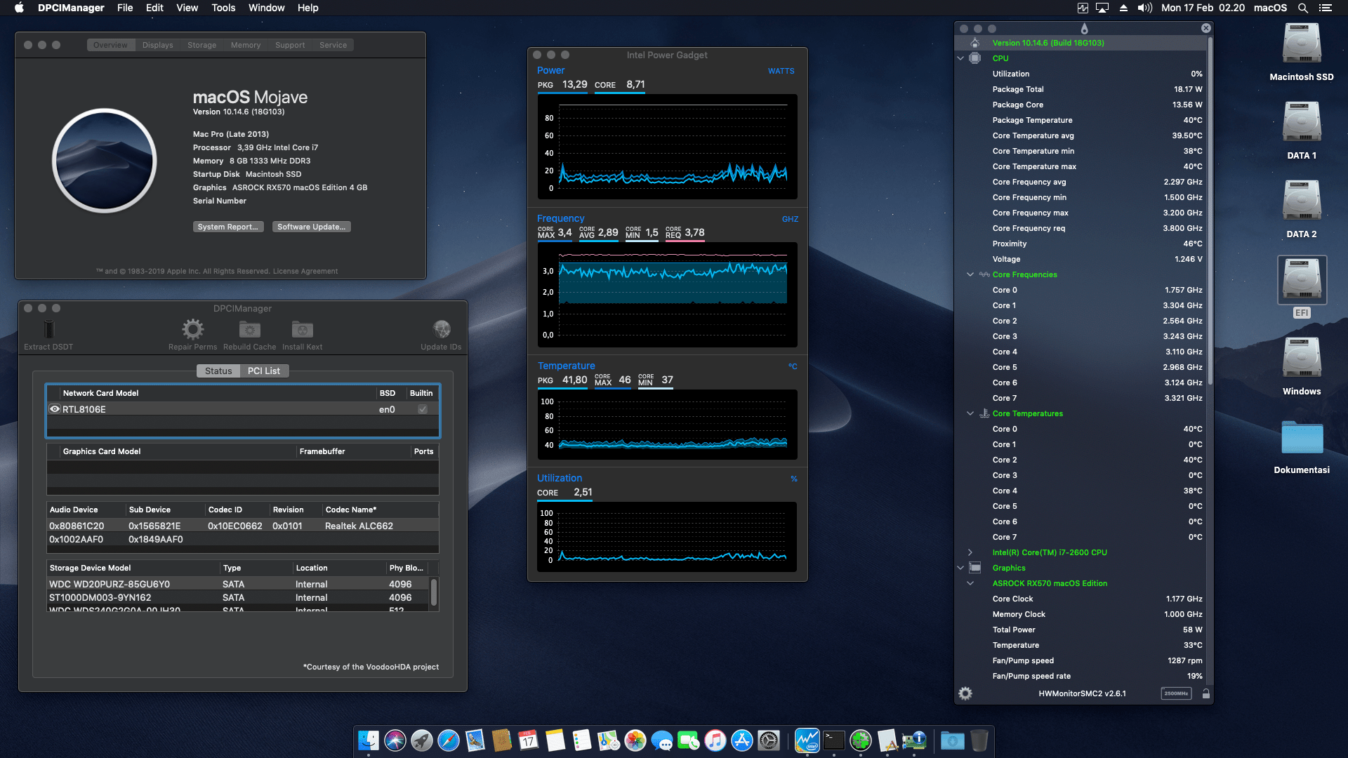 Success Hackintosh macOS Mojave 10.14.6 Build 18G103 in Biostar H61MLV3 + Intel Core i7 2600 + Asrock RX570